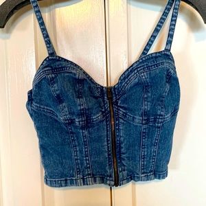 L'Amour Jean Crop Top with front zipper